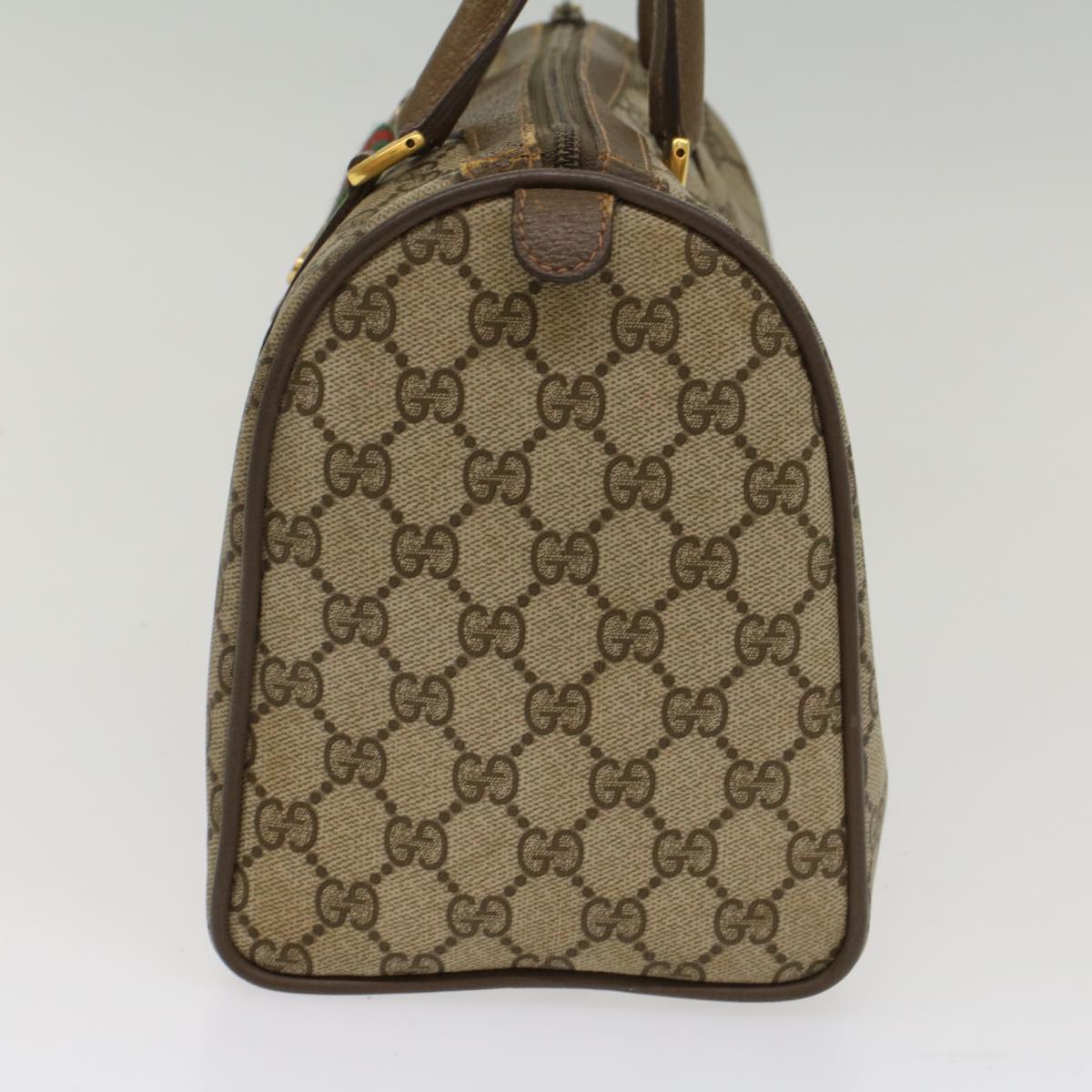 Luxury Gucci GG Canvas Web Sherry Line Boston Bag Beige Red Green 39 02 007  8683