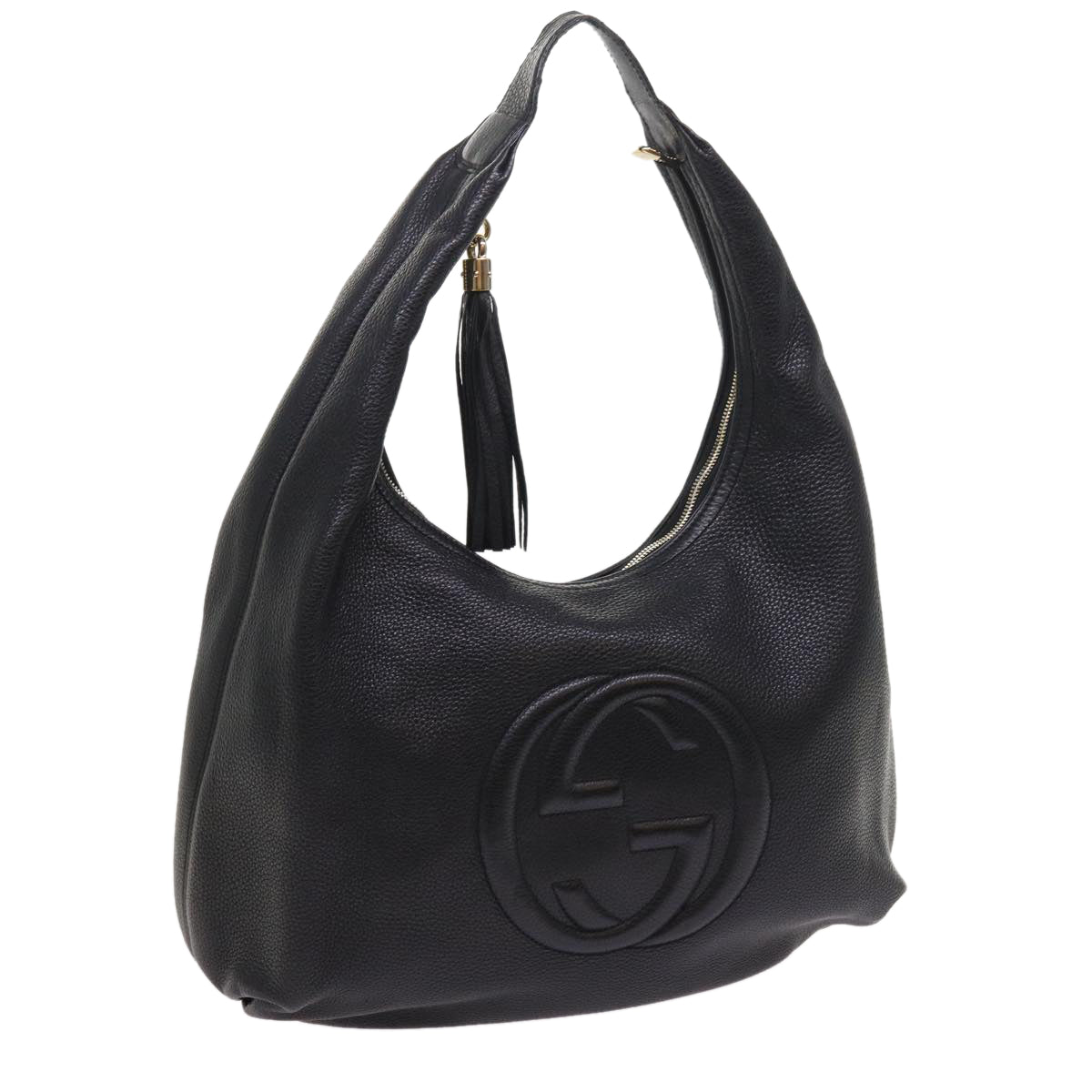 Luxury Gucci Soho Fringe Shoulder Bag Leather Black 282304  8698