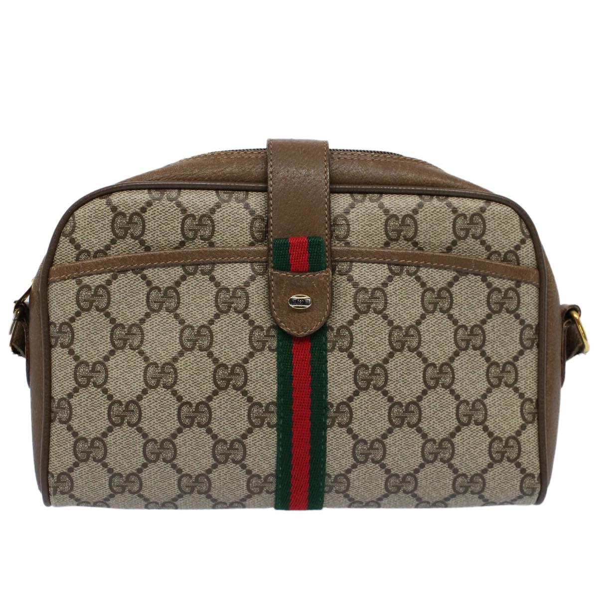 Luxury Gucci GG Canvas Web Sherry Line Shoulder Bag Beige Red 116 02 055  8699
