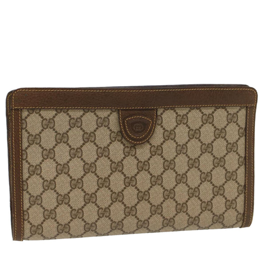 Luxury Gucci GG Canvas Clutch Bag PVC Leather Beige 014 89 0102  8706