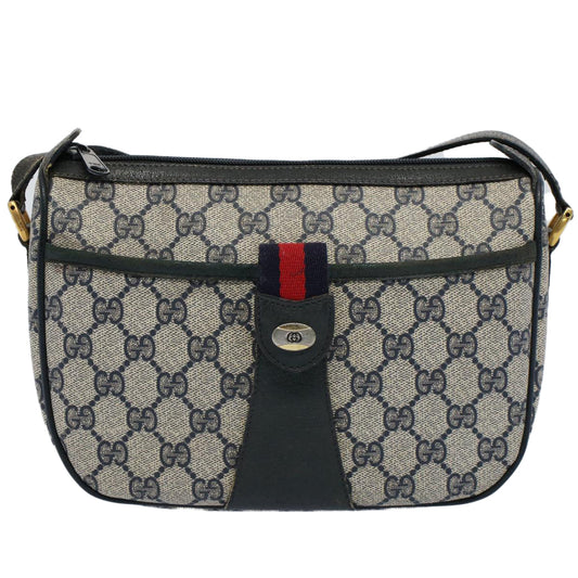 Luxury Gucci GG Canvas Sherry Line Shoulder Bag Gray Red Navy 89 02 032  8710