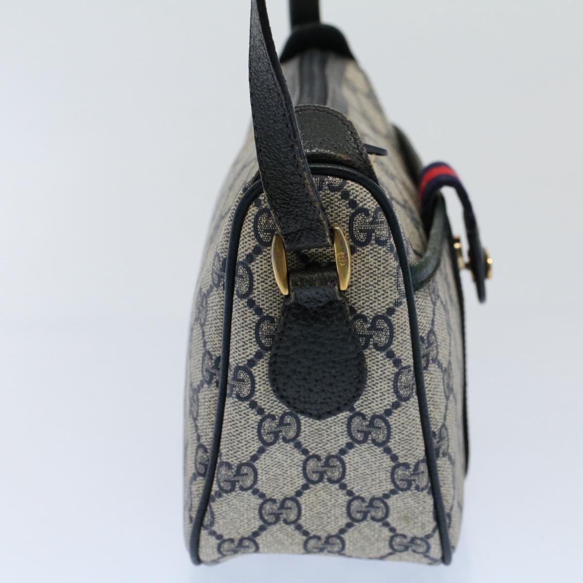 Luxury Gucci GG Canvas Sherry Line Shoulder Bag Gray Red Navy 89 02 032  8710