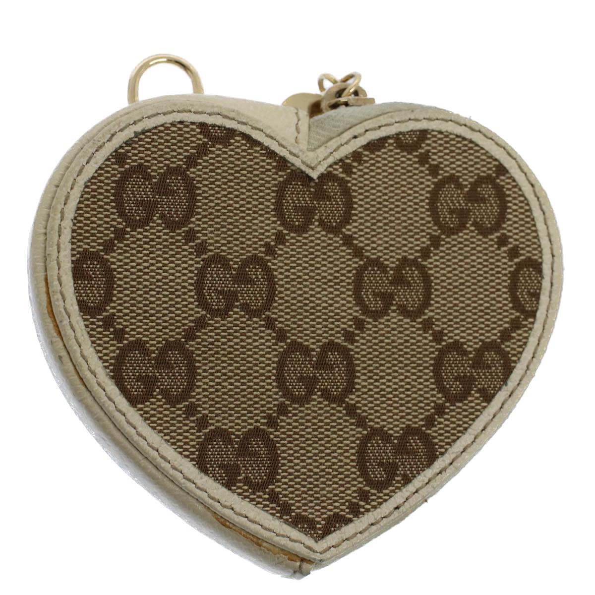Luxury Gucci GG Canvas Heart Coin Purse Beige 152615  8712
