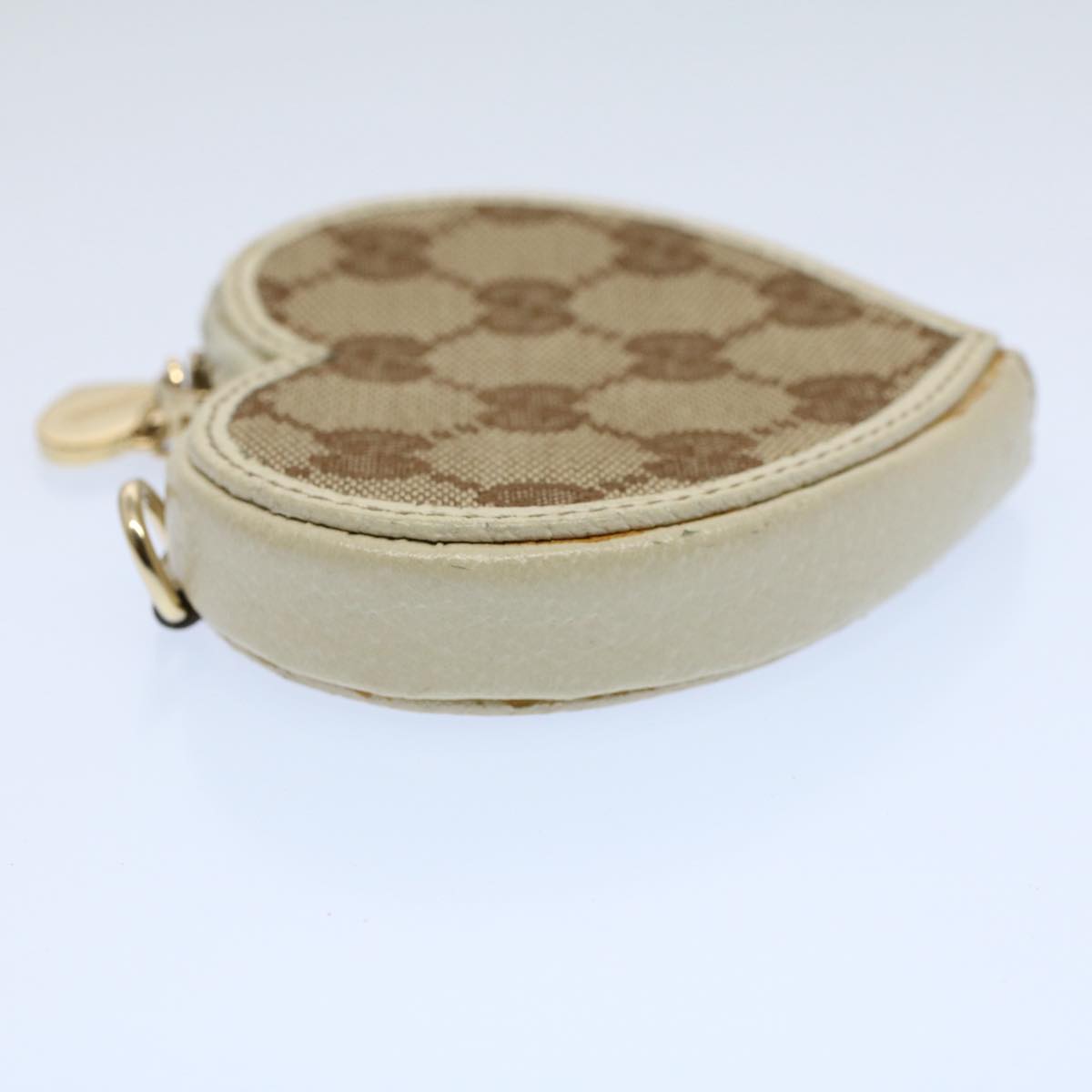 Luxury Gucci GG Canvas Heart Coin Purse Beige 152615  8712