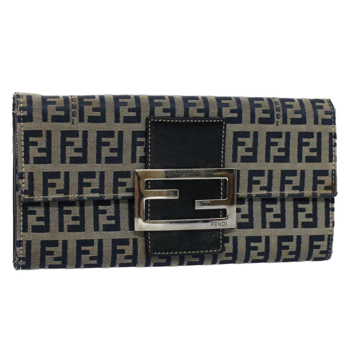 Luxury FendiZucchino Canvas Wallet Navyyk8715