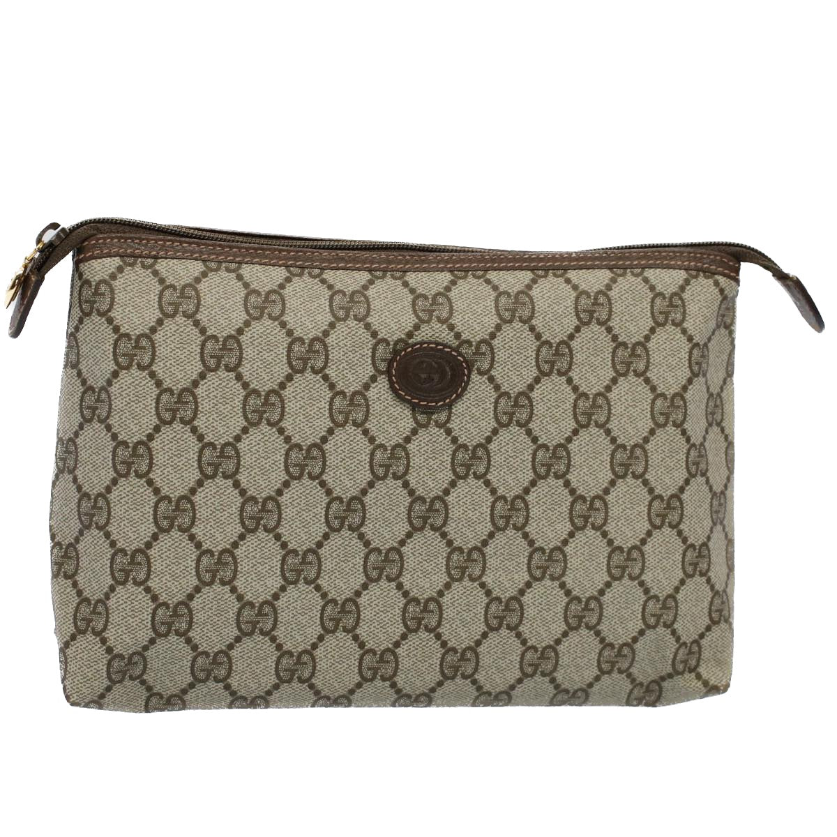 Luxury Gucci GG Canvas Pouch PVC Leather Beige 014 115 6088 9411  8737