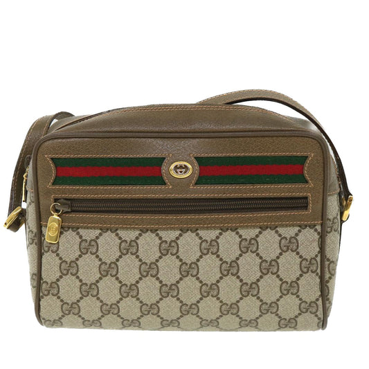 Luxury Gucci GG Canvas Web Sherry Line Shoulder Bag Beige Red 56 02 087  8741