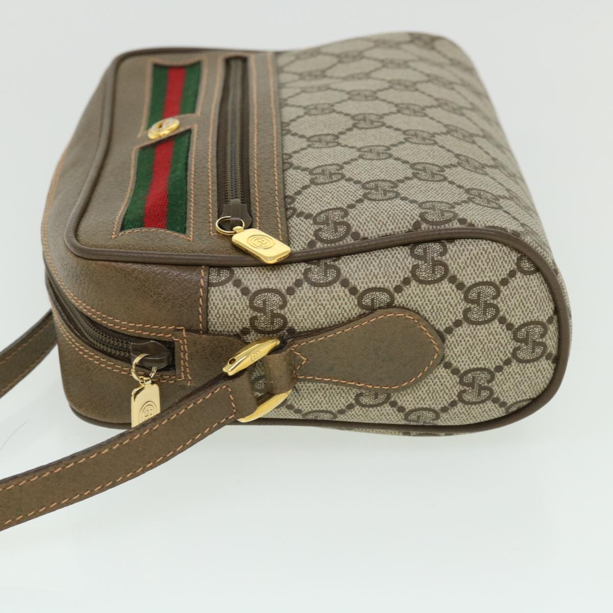 Luxury Gucci GG Canvas Web Sherry Line Shoulder Bag Beige Red 56 02 087  8741