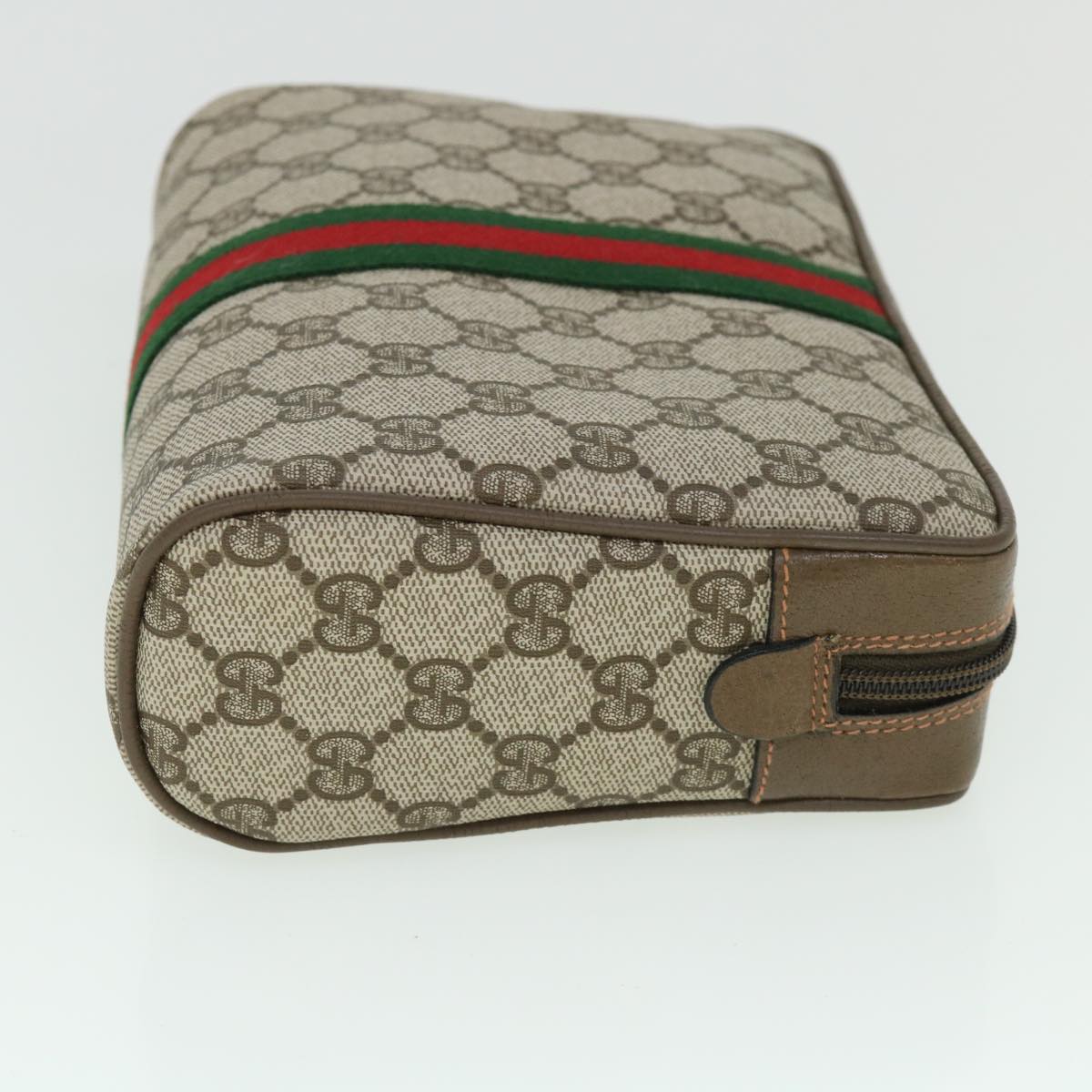 Luxury Gucci GG Canvas Web Sherry Line Clutch Bag Beige Red Green 89 01 012  8753