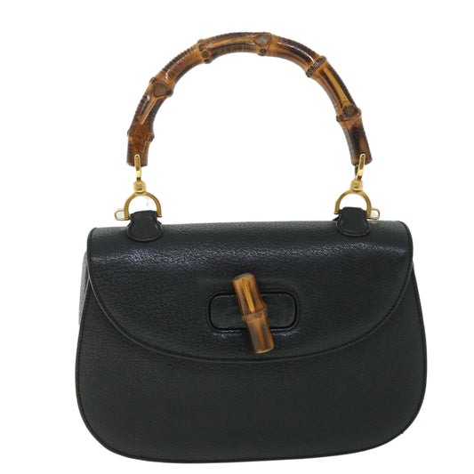 Luxury Gucci Bamboo Hand Bag Leather Black 000 2113 0633  8763