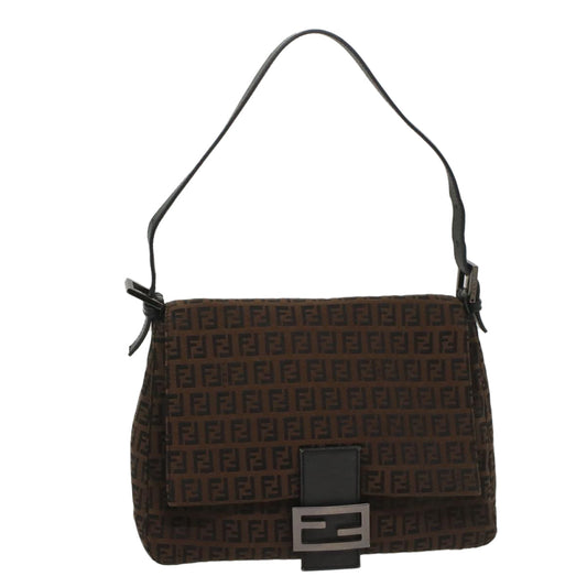 Luxury FendiZucchino Canvas Mamma Baguette Shoulder Bag Brownyk8935