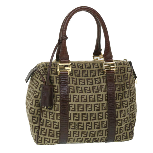 Luxury FendiZucchino Canvas Boston Bag Leather Beigeyk8979