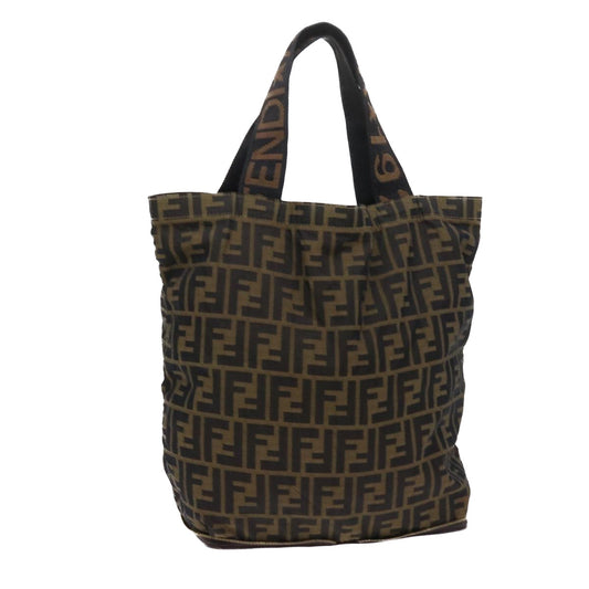 Luxury FendiZucca Canvas Tote Bag Black Brownyk9026