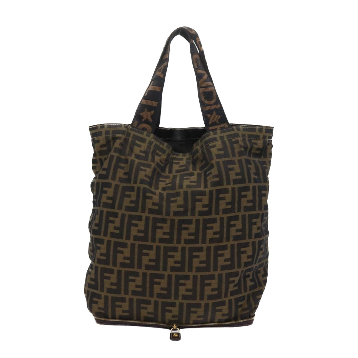 Luxury FendiZucca Canvas Tote Bag Black Brownyk9026