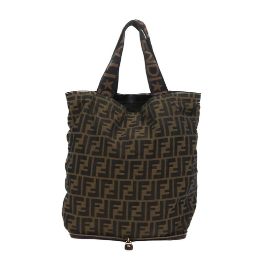 Luxury FendiZucca Canvas Tote Bag Black Brownyk9026