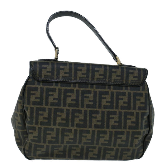 Luxury FendiZucca Canvas Shoulder Bag Coated Canvas Brown Blackyk9059