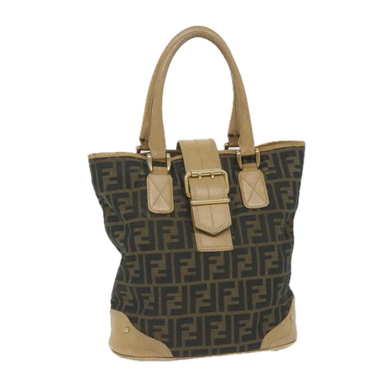 Luxury FendiZucca Canvas Tote Bag Black Brownyk9074