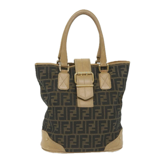Luxury FendiZucca Canvas Tote Bag Black Brownyk9074