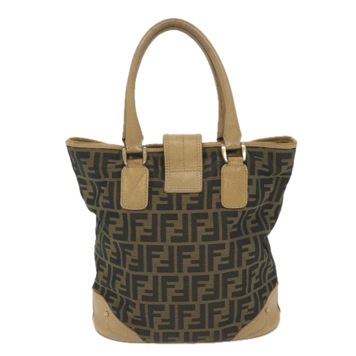 Luxury FendiZucca Canvas Tote Bag Black Brownyk9074