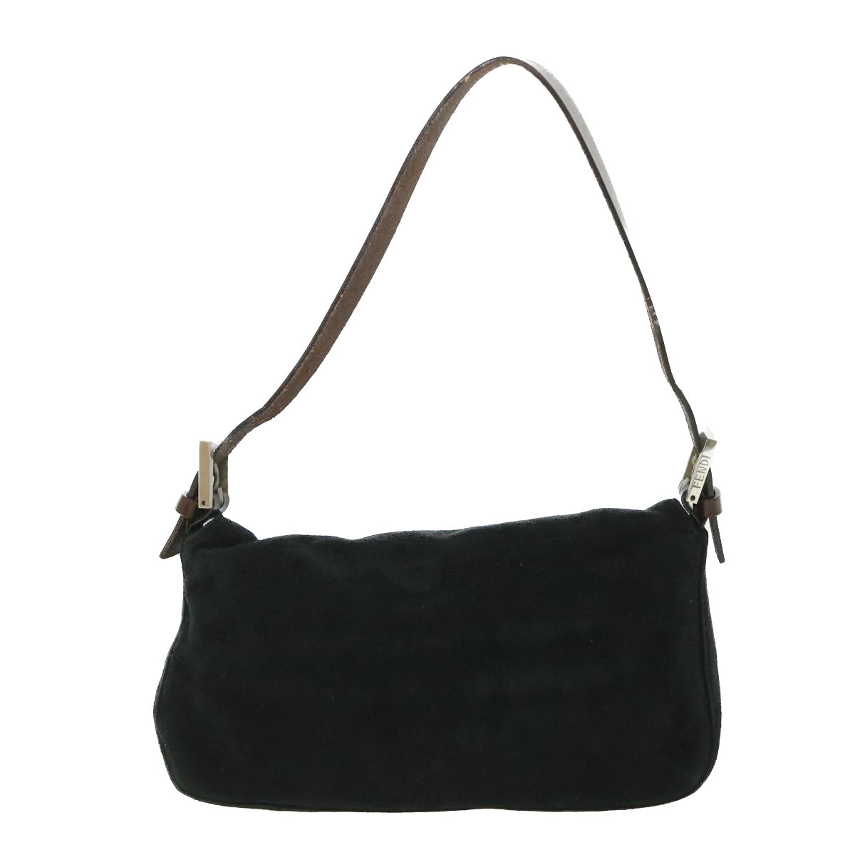 Luxury FendiMamma Baguette Shoulder Bag Suede Blackyk9075