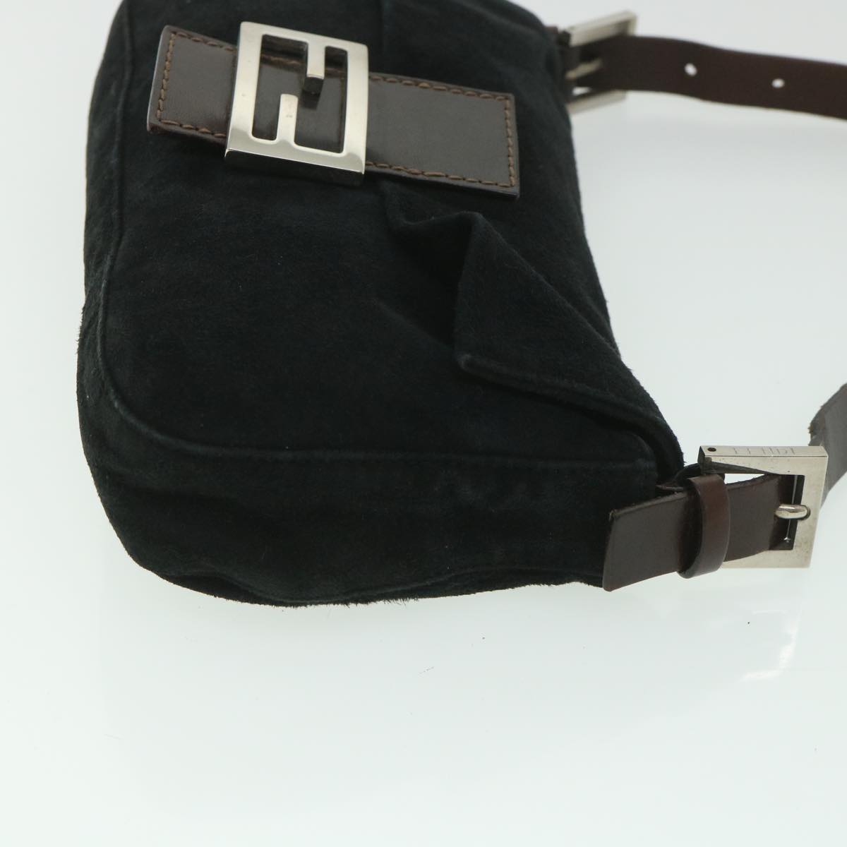 Luxury FendiMamma Baguette Shoulder Bag Suede Blackyk9075