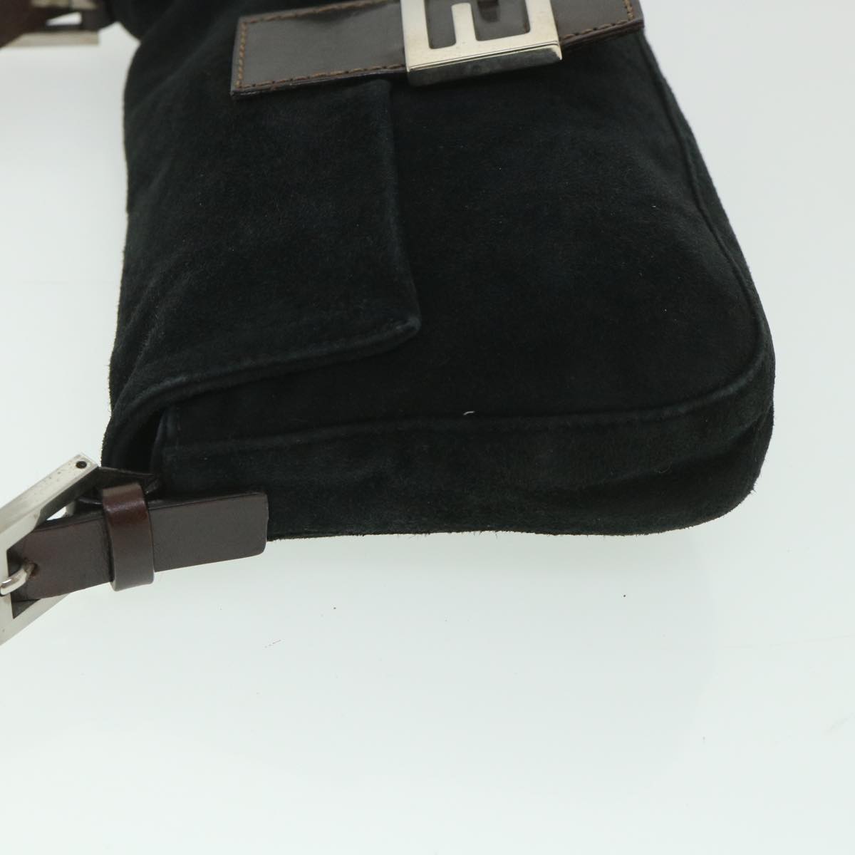 Luxury FendiMamma Baguette Shoulder Bag Suede Blackyk9075