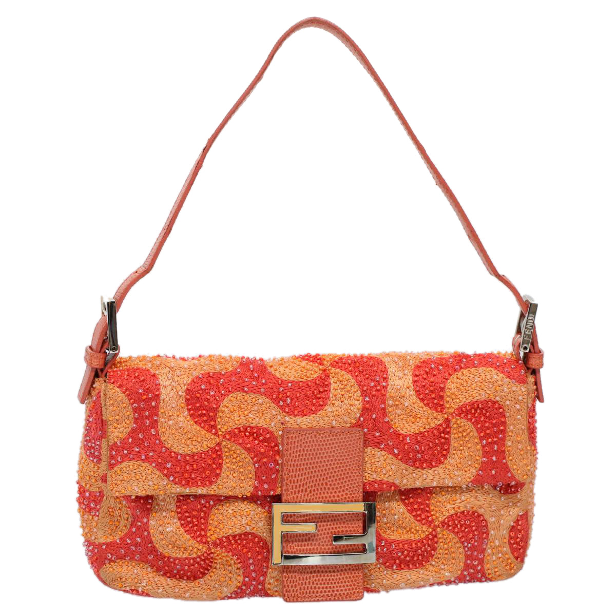 Luxury FendiMamma Baguette Shoulder Bag Beads Orange 2454 26424 018yk9167