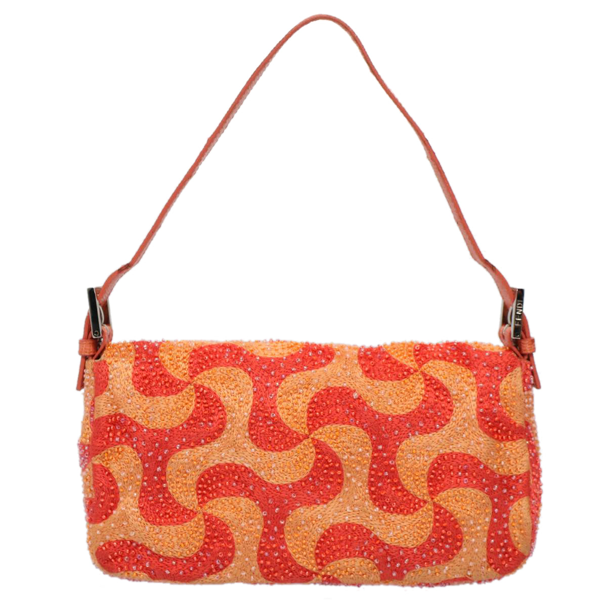 Luxury FendiMamma Baguette Shoulder Bag Beads Orange 2454 26424 018yk9167