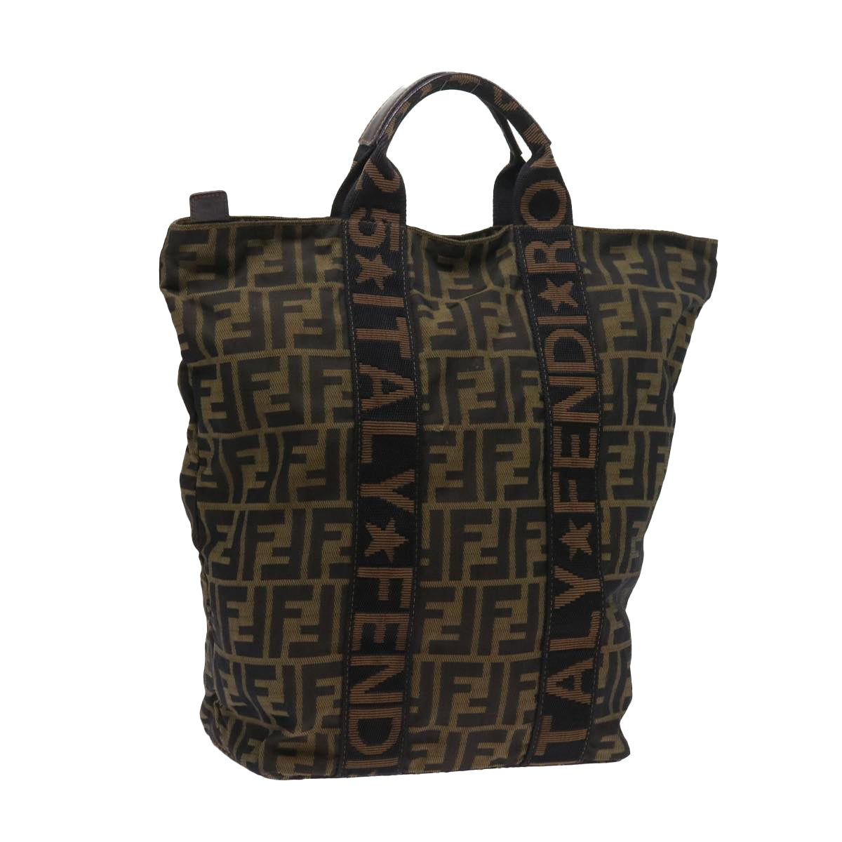 Luxury FendiZucca Canvas Hand Bag Black Brownyk9170