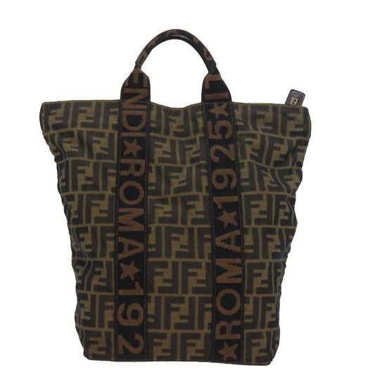 Luxury FendiZucca Canvas Hand Bag Black Brownyk9170