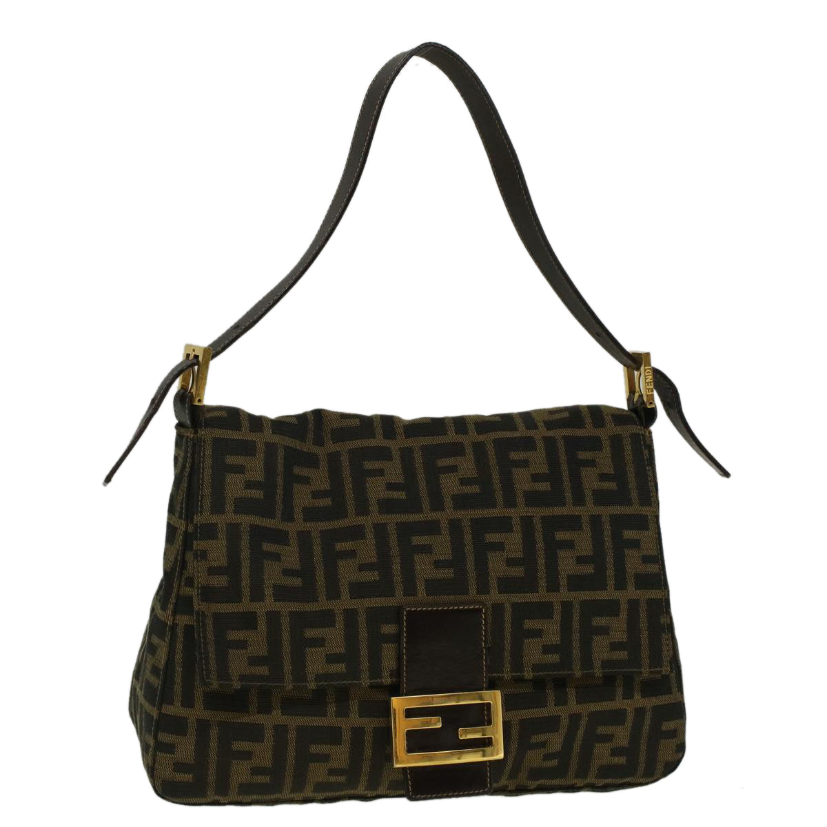 Luxury FendiZucca Canvas Mamma Baguette Shoulder Bag Brownyk9181