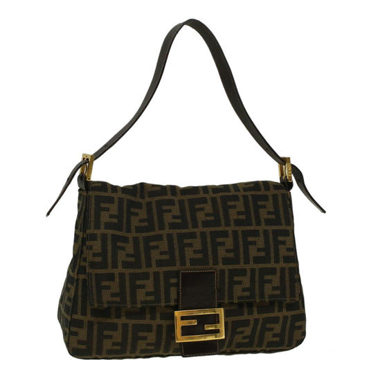 Luxury FendiZucca Canvas Mamma Baguette Shoulder Bag Brownyk9181