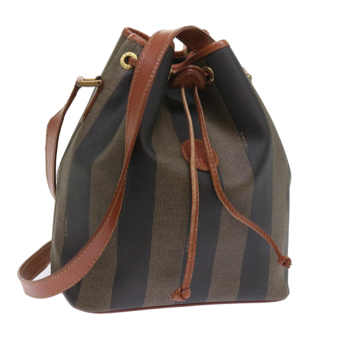 Luxury FendiPecan Canvas Shoulder Bag Black Brownyk9185