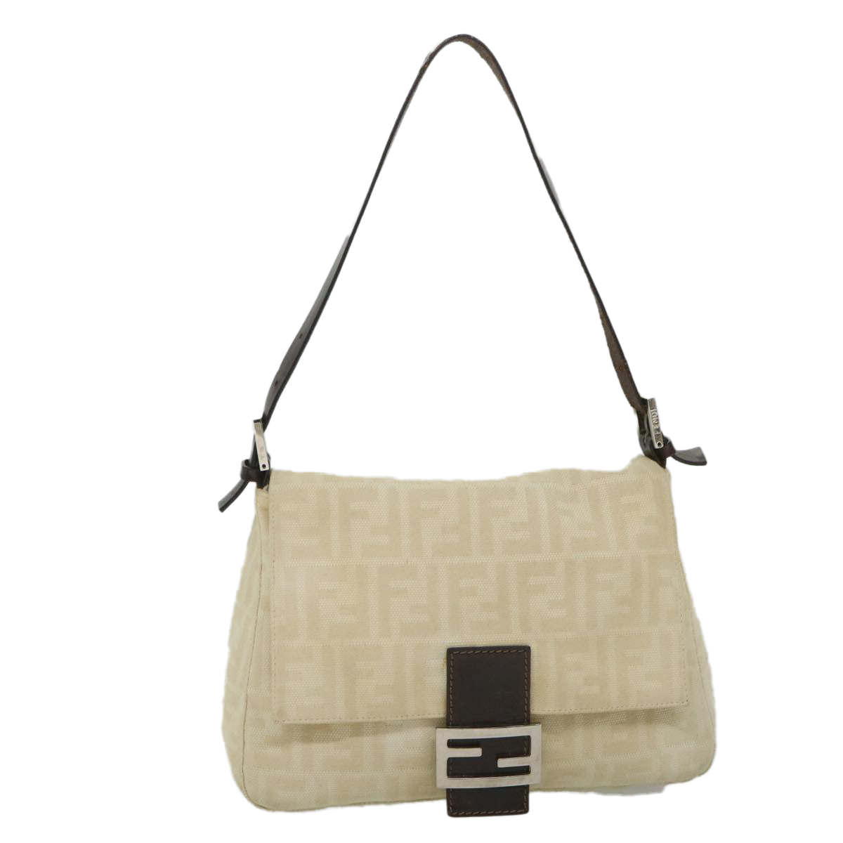 Luxury FendiZucca Canvas Mamma Baguette Shoulder Bag Beigeyk9224