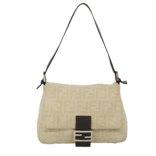 Luxury FendiZucca Canvas Mamma Baguette Shoulder Bag Beigeyk9224