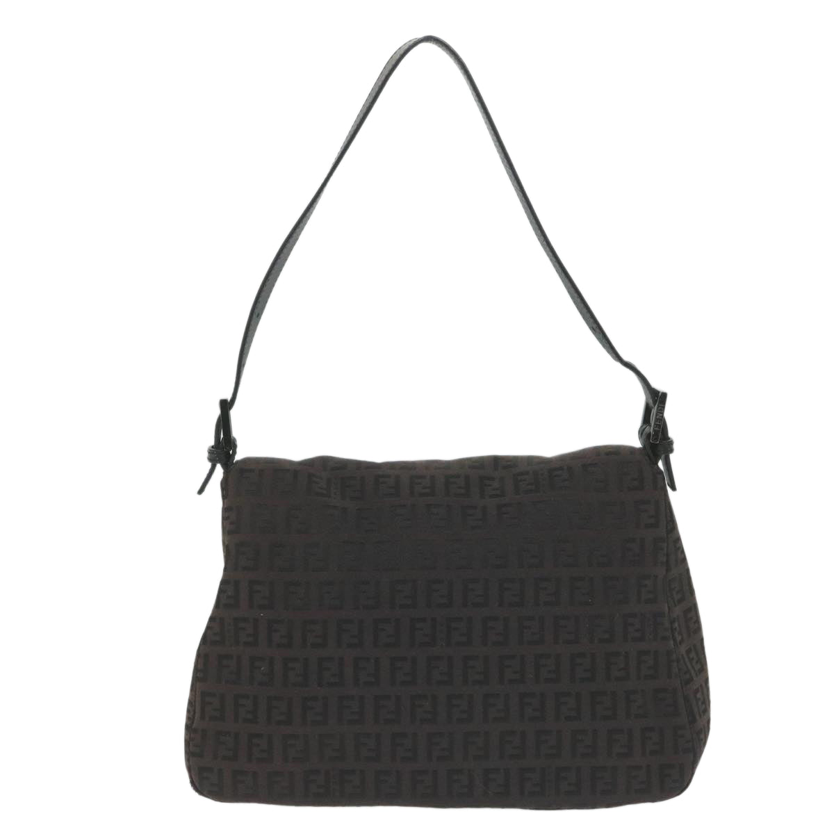 Luxury FendiZucchino Canvas Mamma Baguette Shoulder Bag Blackyk9359