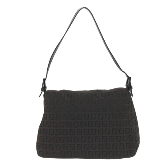 Luxury FendiZucchino Canvas Mamma Baguette Shoulder Bag Blackyk9359