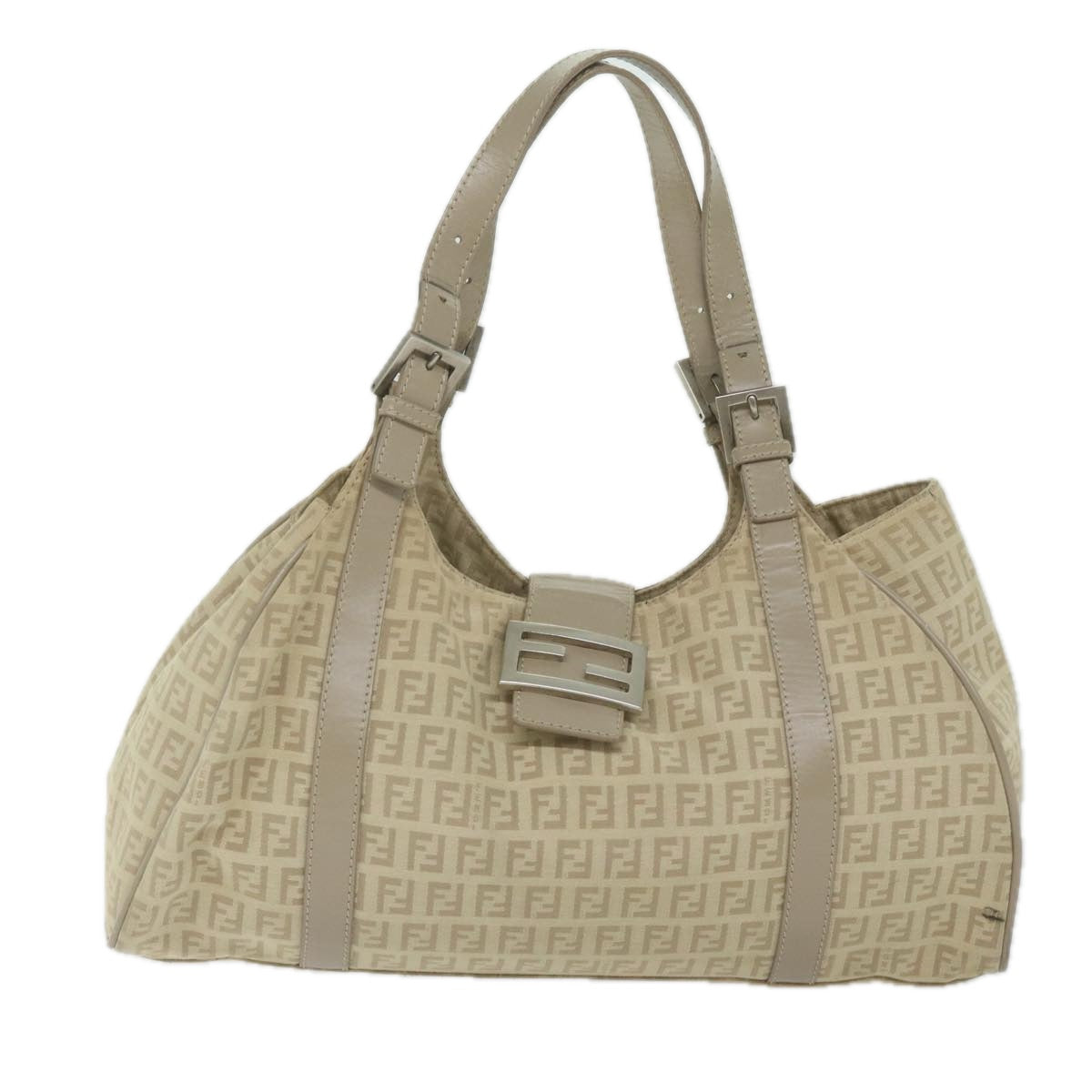 Luxury FendiZucchino Canvas Shoulder Bag Beigeyk9541