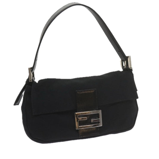 Luxury FendiMamma Baguette Shoulder Bag Nylon Blackyk9545