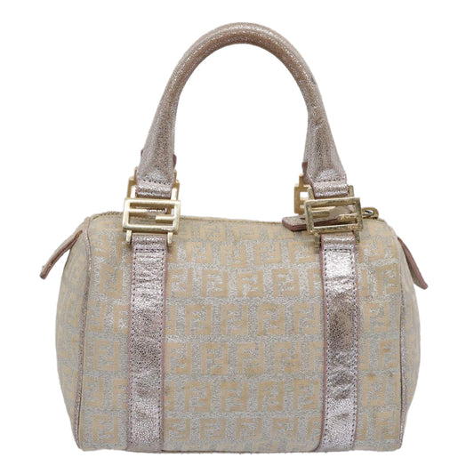 Luxury FendiZucchino Canvas Hand Bag Silveryk9629