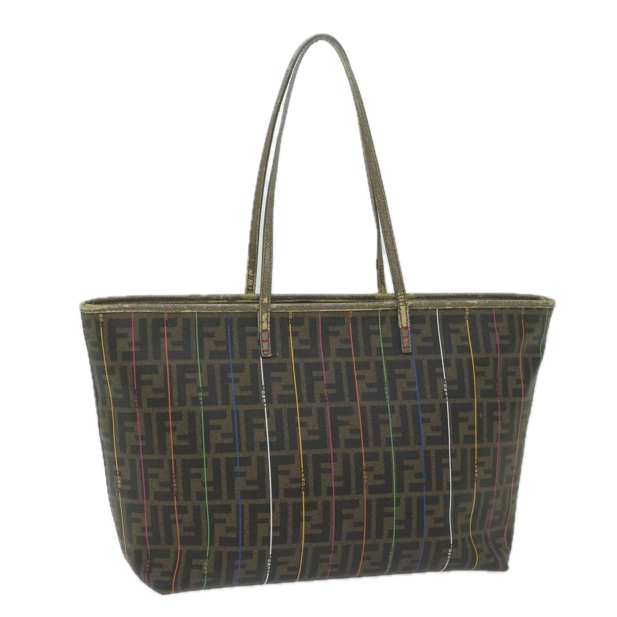 Luxury FendiZucca Canvas Tote Bag Brown Blackyk9679