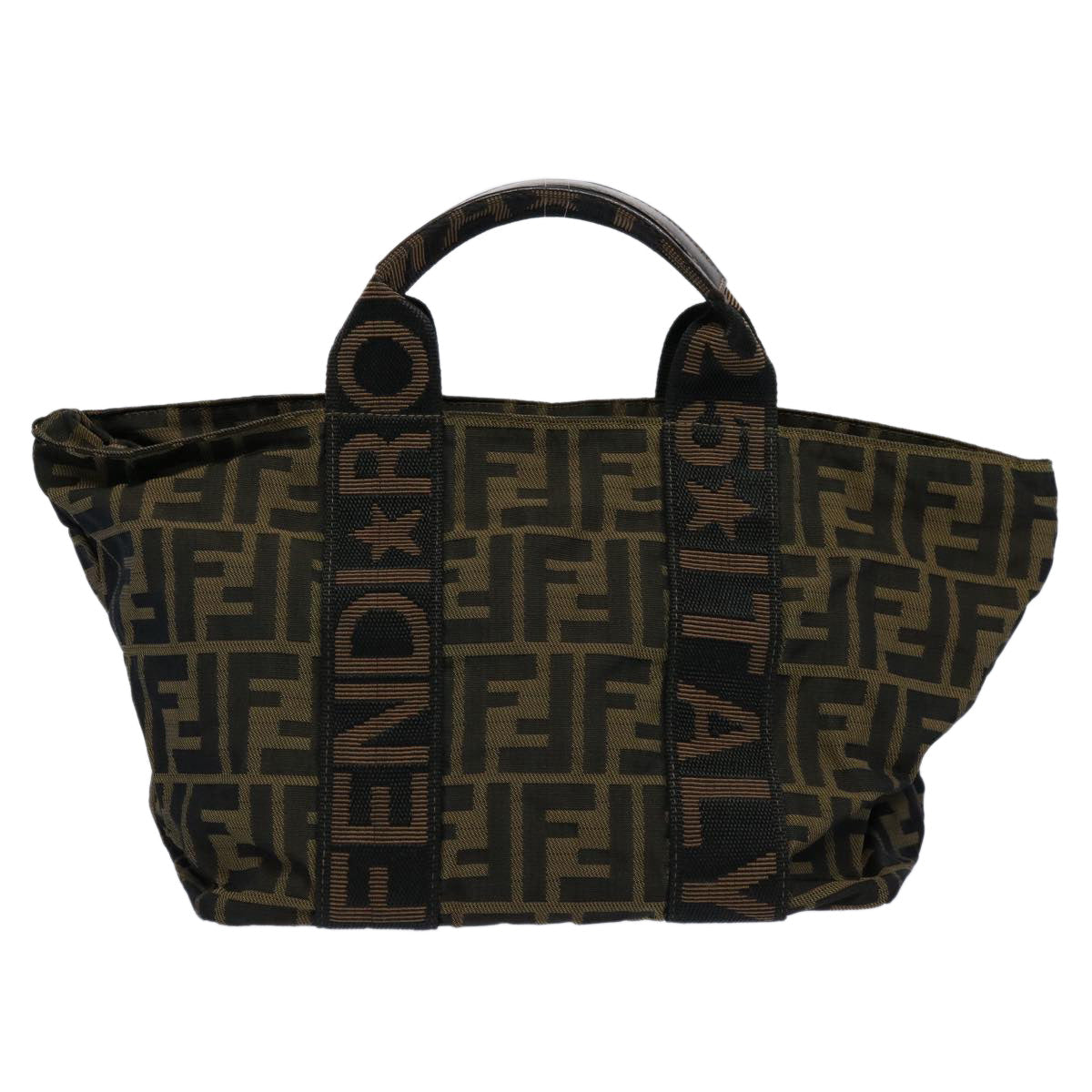 Luxury FendiZucca Canvas Hand Bag Brownyk9822