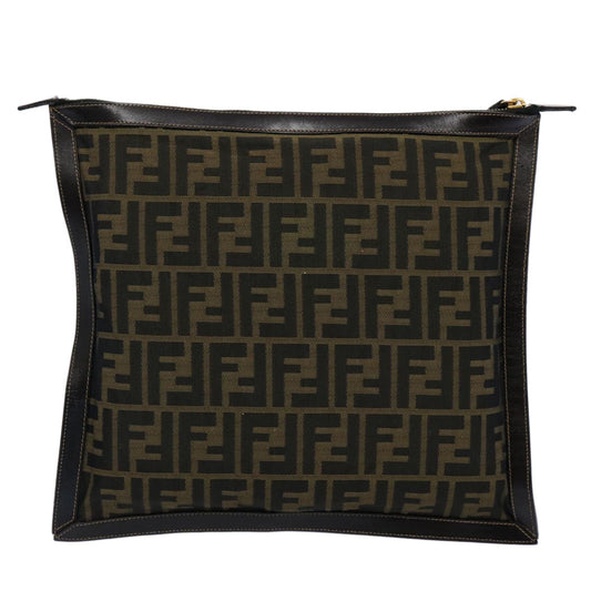 Luxury FendiZucca Canvas Clutch Bag Brownyk9827