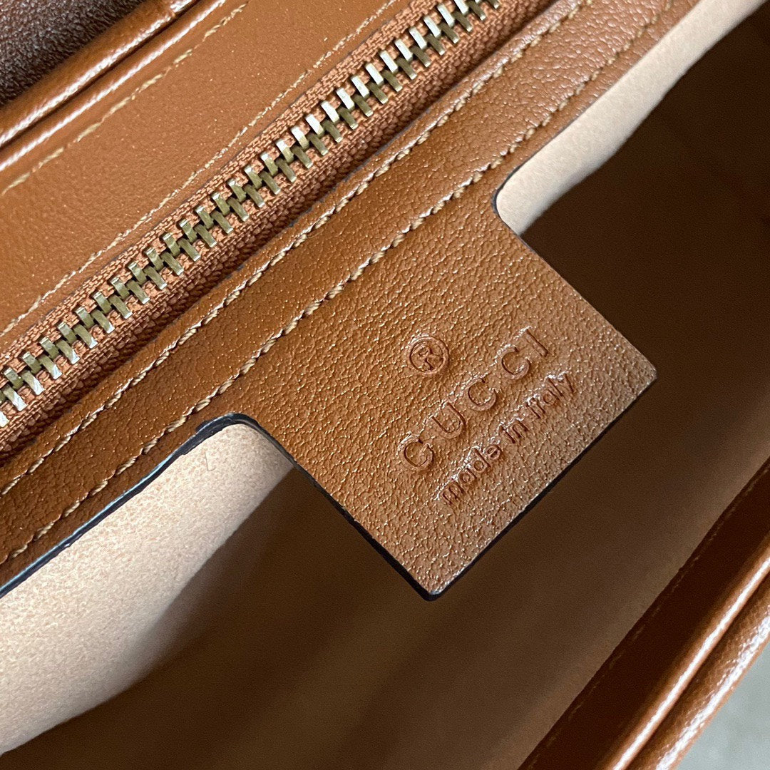 Luxury Gucci GG Marmont 26cm Brown Calfskin Gold Hardware