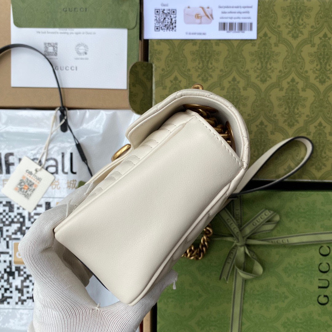 Luxury Gucci GG Marmont 26cm White Calfskin Gold Hardware